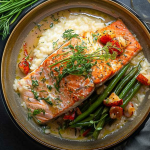 Culinary delights Salmon with Lobster Sauce